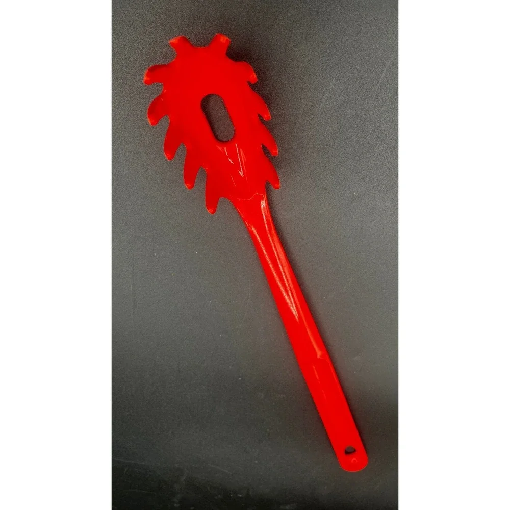 Vtg Red Plastic Spaghetti Server Pasta Spoon Utensil Kitchen Tool USA Retro